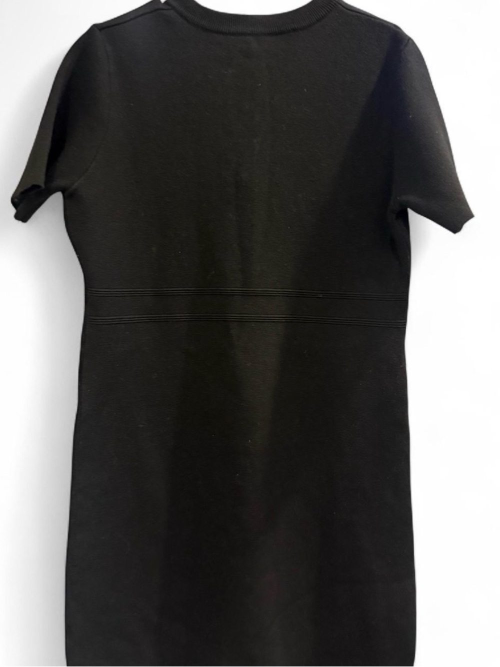 Knit Bodycon Sweater Dress Button Short Sleeve Crew Neck - Picture 4 of 5